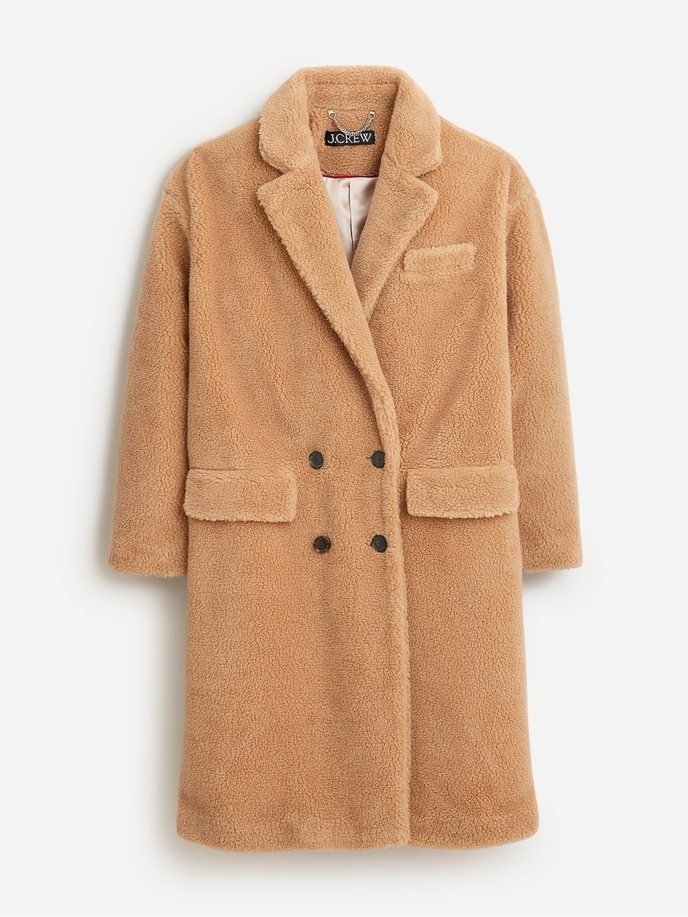 J. Crew Camel Teddy Double-Breasted Coat Sherpa